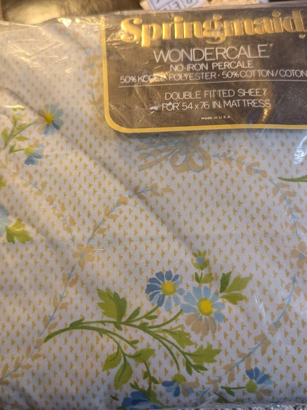 Wondercale Blue Floral Double Fitted Sheet